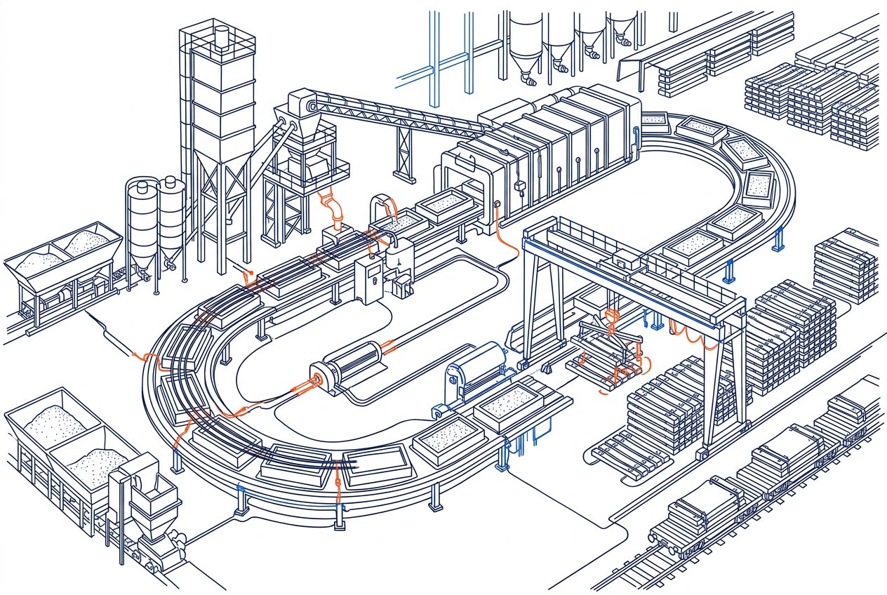 Automatic Carousel-Based Sleeper Production Plant illustration