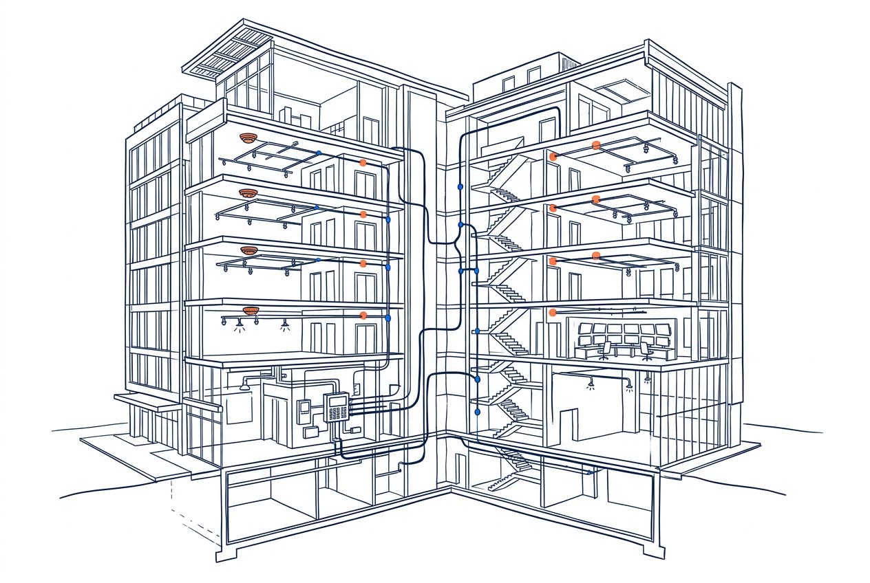 Fire & Life Safety line illustration