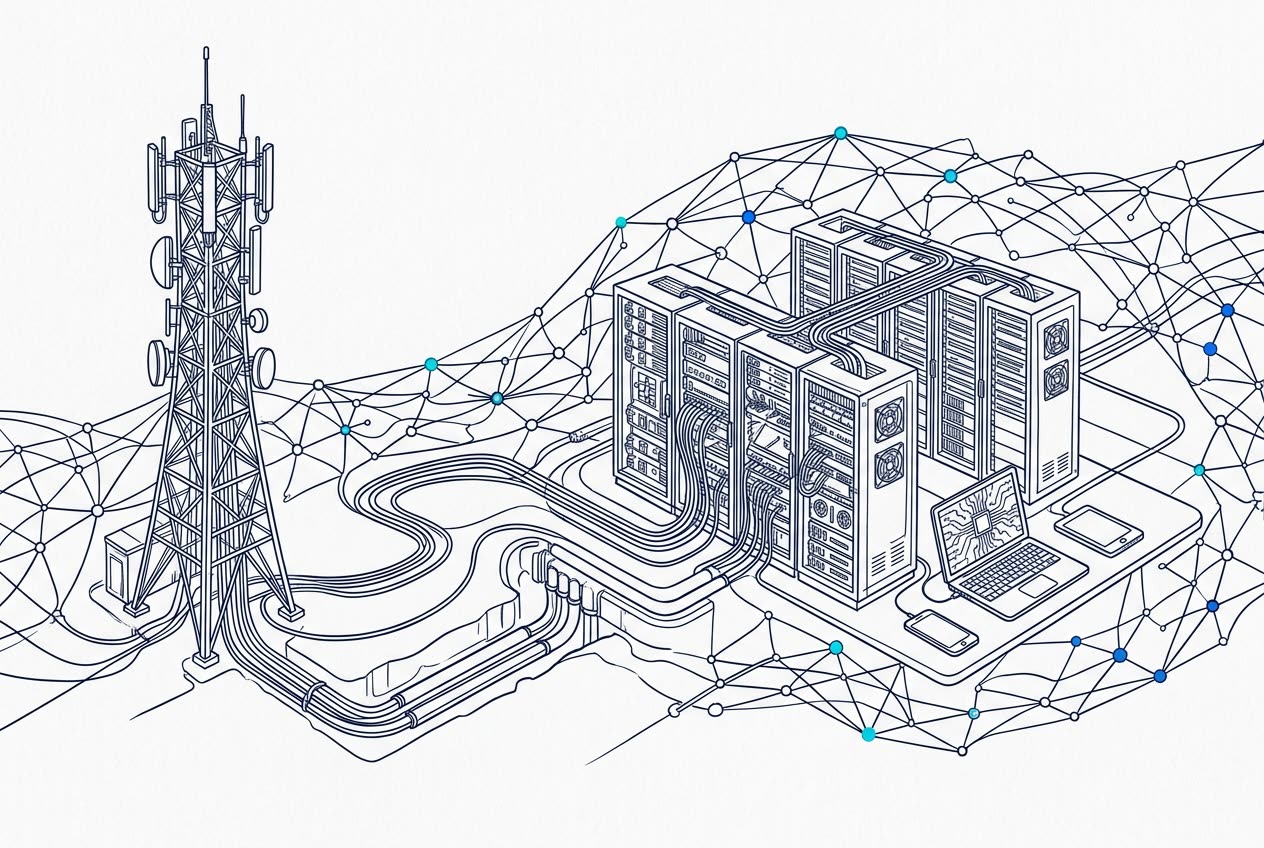 ICT & Telecom line illustration